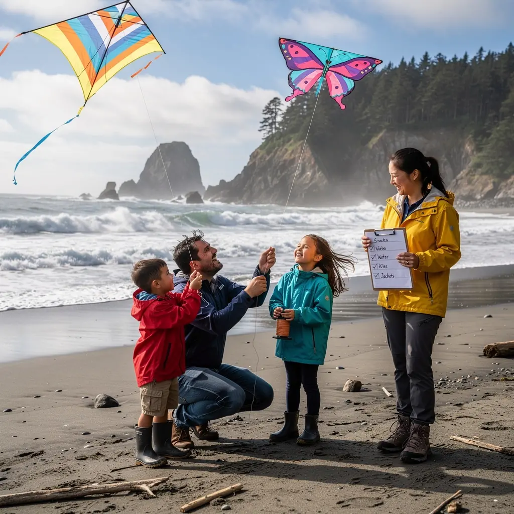 Piknik na trawie z koszem pełnym jedzenia i kocem